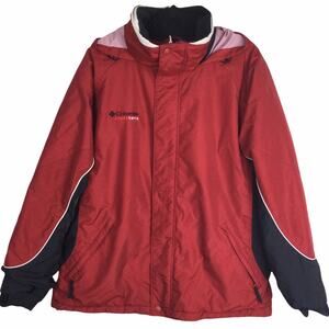 Columbia Cross Terra Red Fleece Lined Hooded Men's Zippered Jacket Size L
